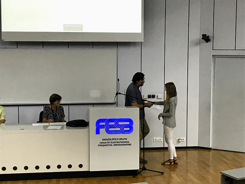 Young researcher Tjaša Potočnik is the recipient of the Best Student Paper Award at the EMF-Med 2018 conference