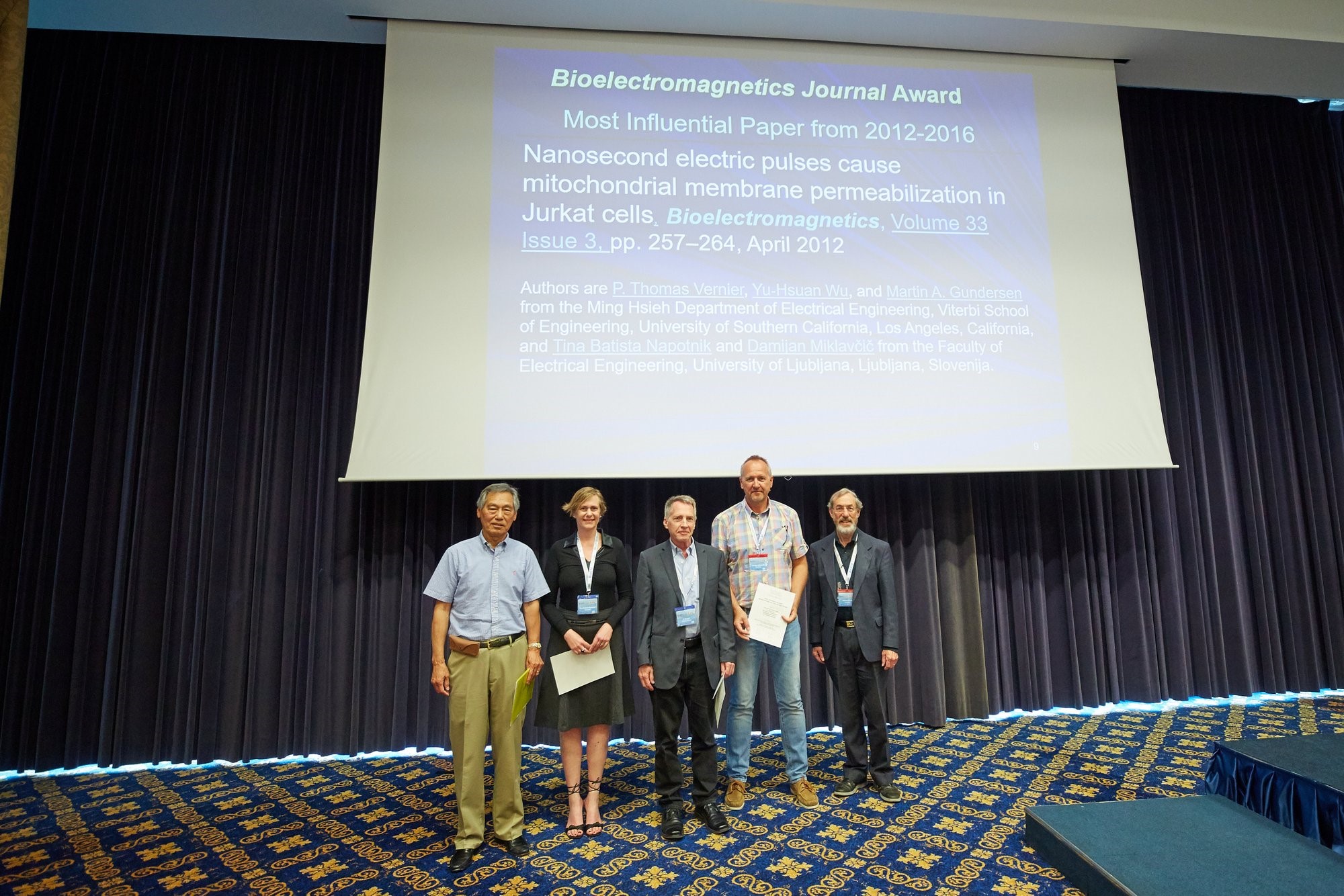 Most influential Bioelectromagnetics paper award 2012-2016 goes to two co-authors, members of LBK